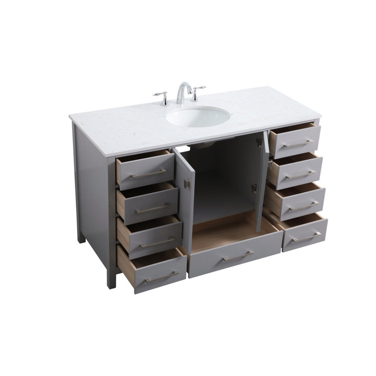 Grey 54'' Single Bathroom Vanity with Calacatta Marble Top