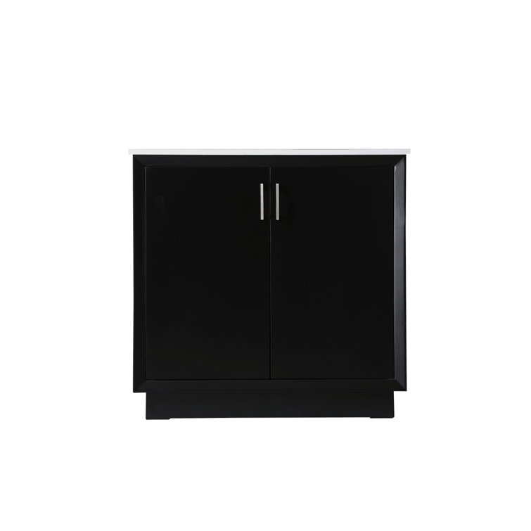 Hayes 36'' Black Freestanding Vanity with Calacatta Marble Top
