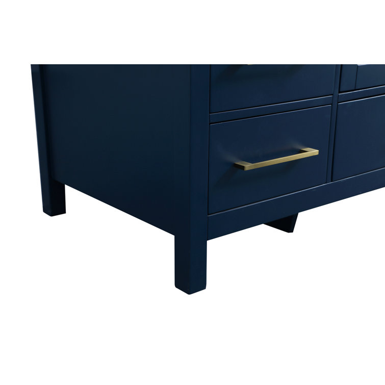 Blue and Gold 54'' Single Bathroom Vanity with Marble Top