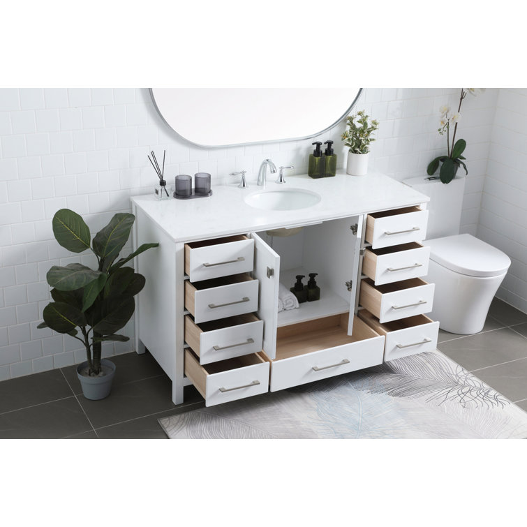 Irene 54'' White Single Bathroom Vanity with Calacatta Marble Top