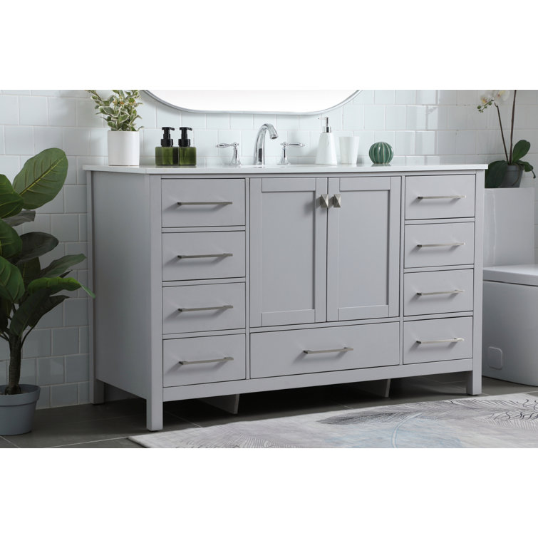 Grey 54'' Single Bathroom Vanity with Calacatta Marble Top