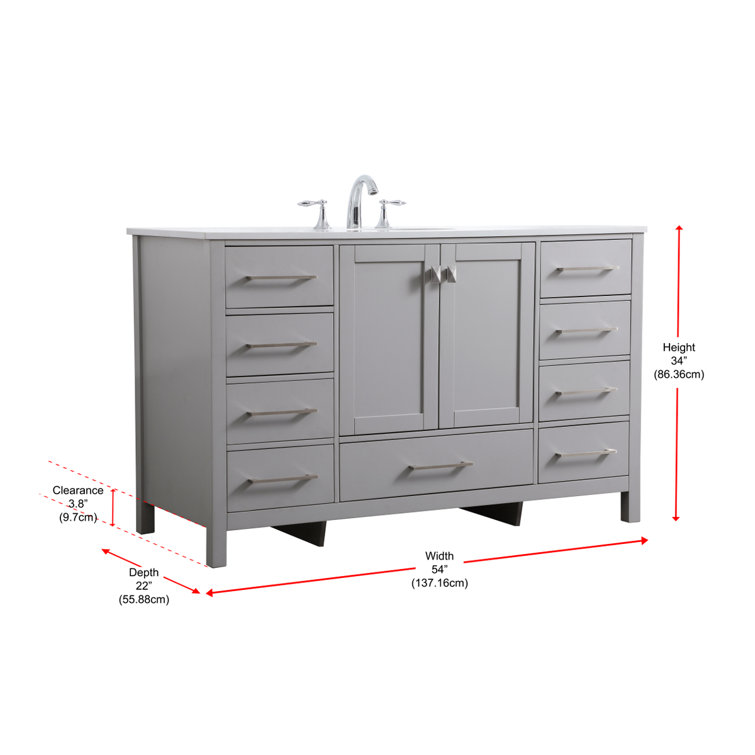Grey 54'' Single Bathroom Vanity with Calacatta Marble Top