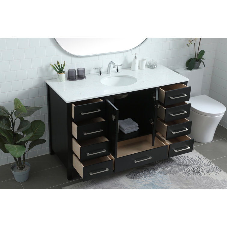 Black Freestanding Single Bathroom Vanity with Calacatta Marble Top