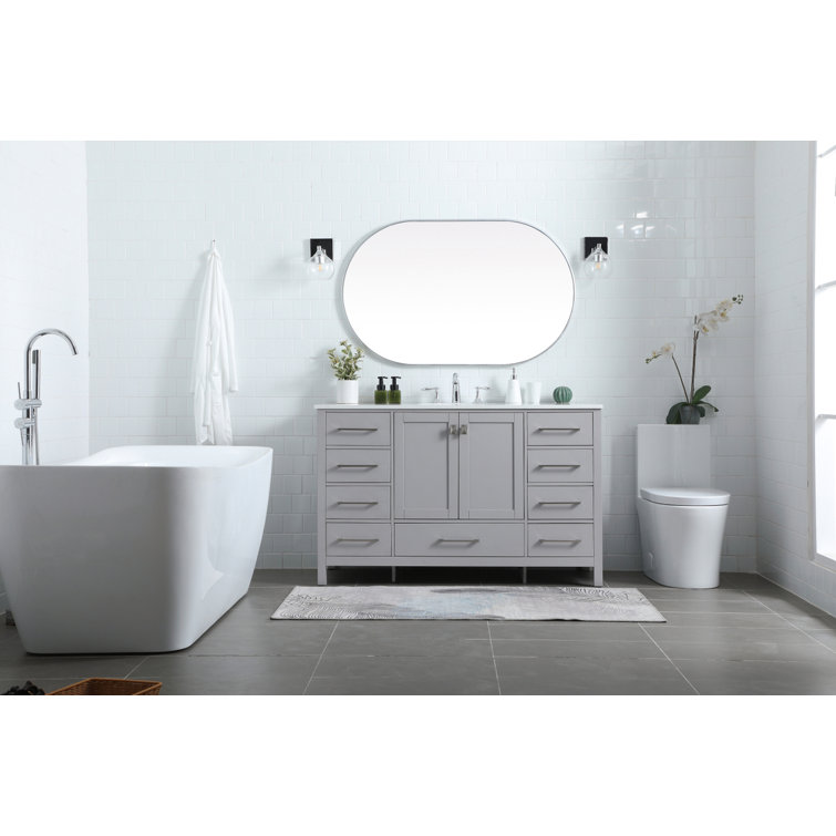 Grey 54'' Single Bathroom Vanity with Calacatta Marble Top