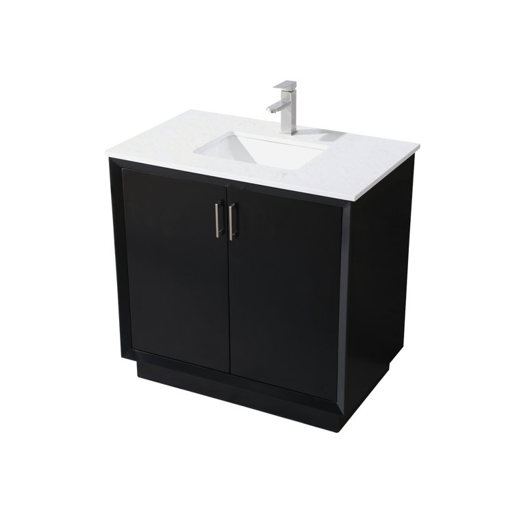 Hayes 36'' Black Freestanding Vanity with Calacatta Marble Top