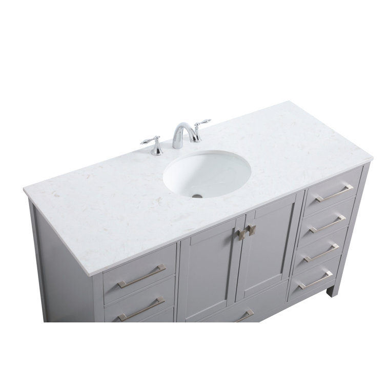 Grey 54'' Single Bathroom Vanity with Calacatta Marble Top