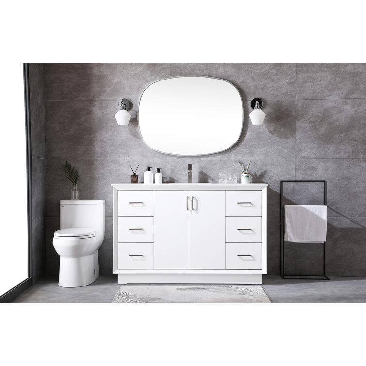 Hayes 60'' White Freestanding Bathroom Vanity with Engineered Marble Top