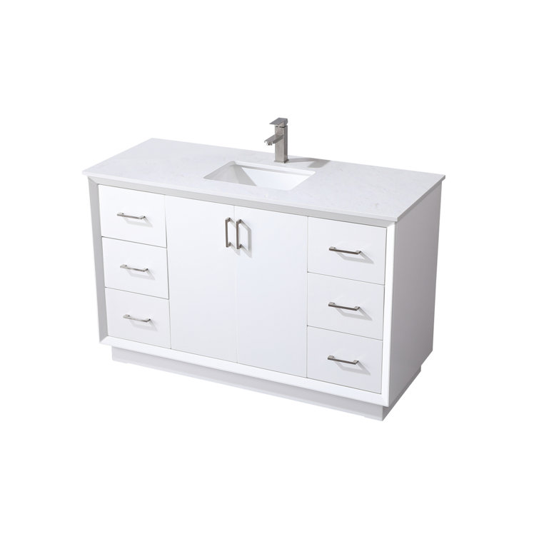 Hayes 60'' White Freestanding Bathroom Vanity with Engineered Marble Top