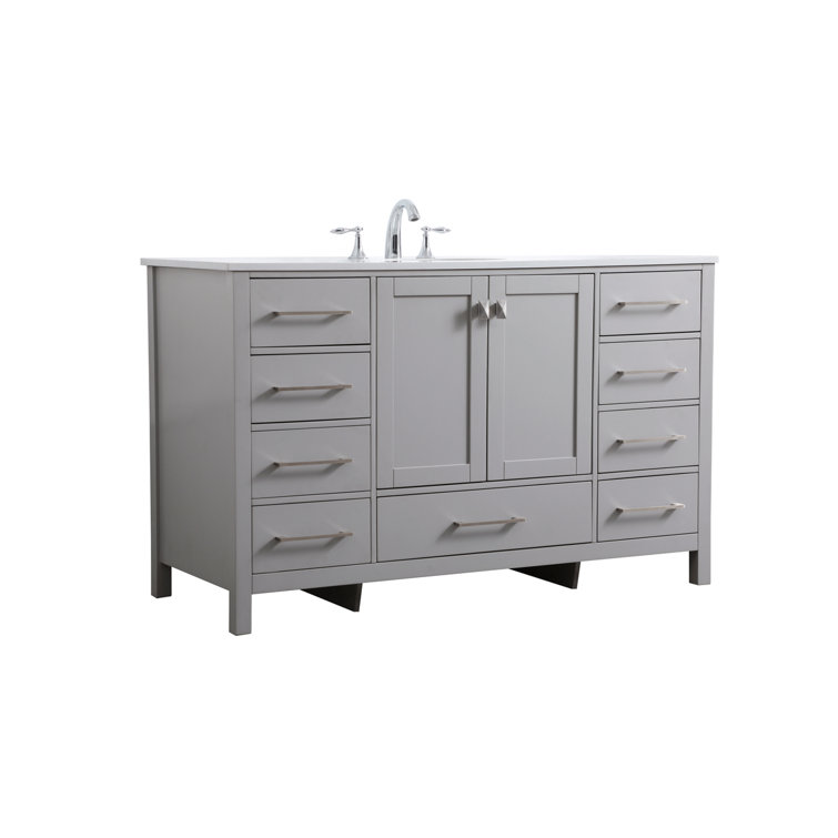 Grey 54'' Single Bathroom Vanity with Calacatta Marble Top