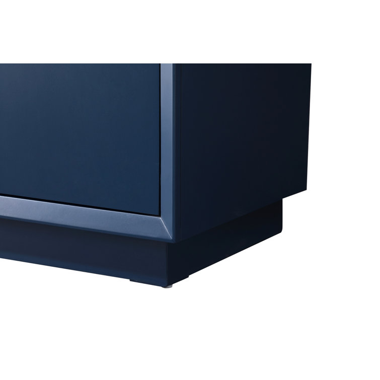 Blue 36" Freestanding Vanity with Gold Hardware and Marble Top