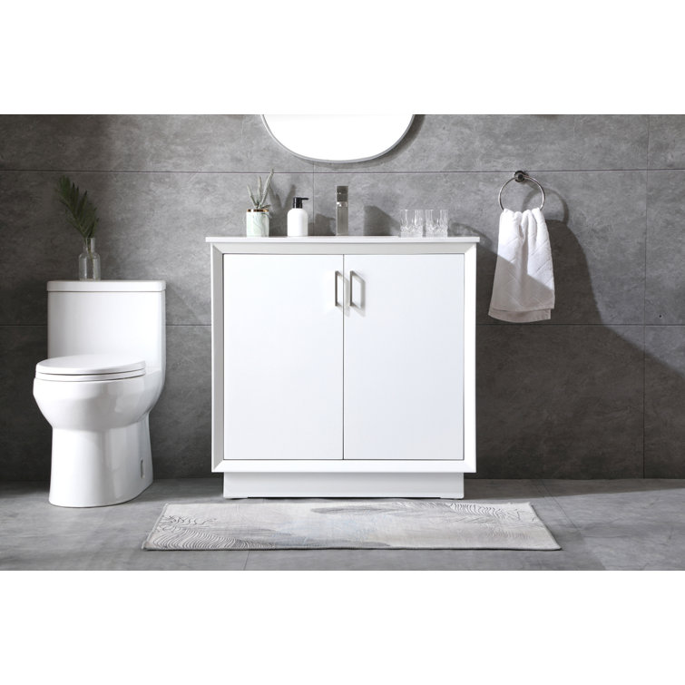 Hayes 36'' White Freestanding Bathroom Vanity with Engineered Marble Top