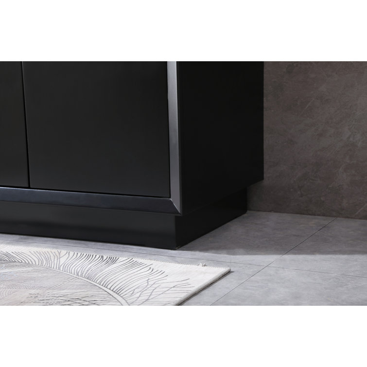 Hayes 36'' Black Freestanding Vanity with Calacatta Marble Top