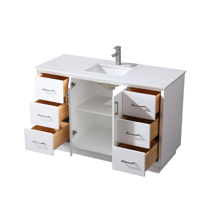 Hayes 60'' White Freestanding Bathroom Vanity with Engineered Marble Top