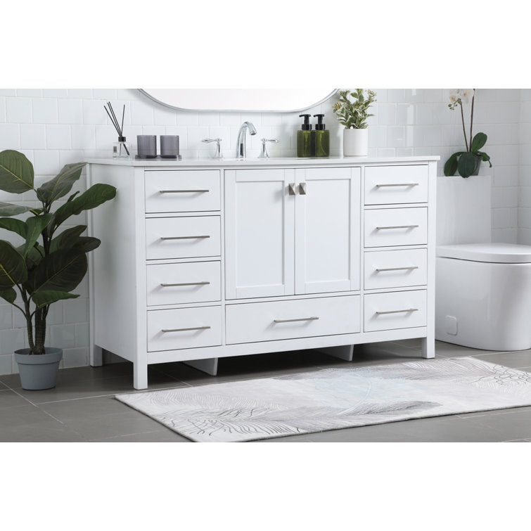 Irene 54'' White Single Bathroom Vanity with Calacatta Marble Top