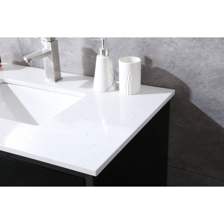 Hayes 36'' Black Freestanding Vanity with Calacatta Marble Top