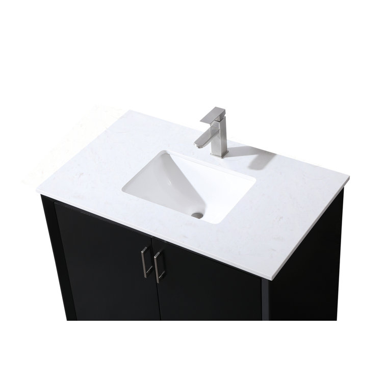 Hayes 36'' Black Freestanding Vanity with Calacatta Marble Top