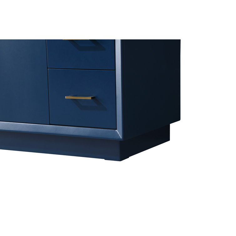 Hayes 54'' Blue Freestanding Bathroom Vanity with Gold Hardware and Marble Top