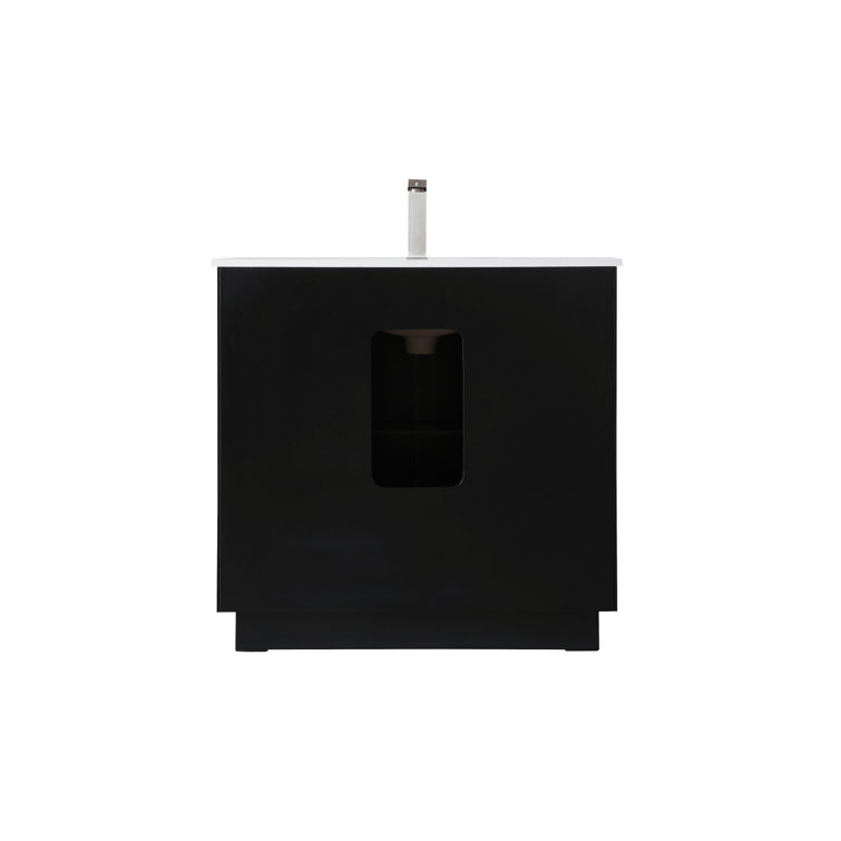 Hayes 36'' Black Freestanding Vanity with Calacatta Marble Top