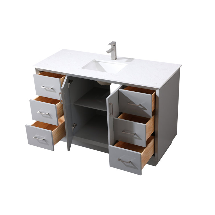 Hayes 60'' Gray Freestanding Single Vanity with Engineered Marble Top