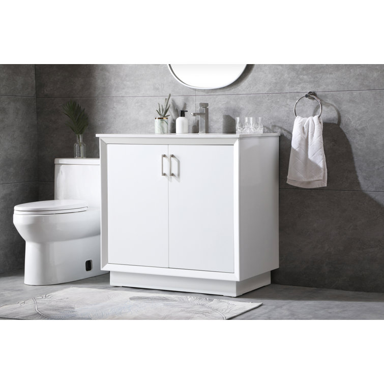 Hayes 36'' White Freestanding Bathroom Vanity with Engineered Marble Top