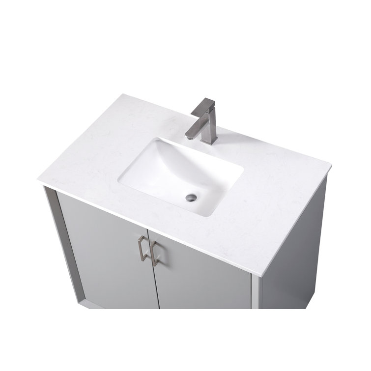 Hayes 36'' Grey Single Vanity with Engineered Marble Top