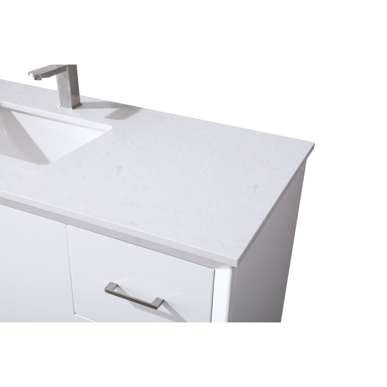 Hayes 60'' White Freestanding Bathroom Vanity with Engineered Marble Top