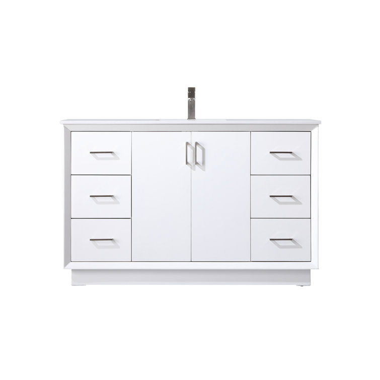 Hayes 60'' White Freestanding Bathroom Vanity with Engineered Marble Top