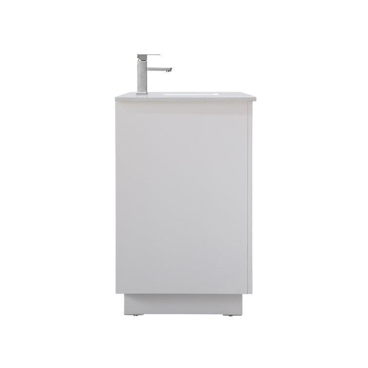 Hayes 60'' White Freestanding Bathroom Vanity with Engineered Marble Top