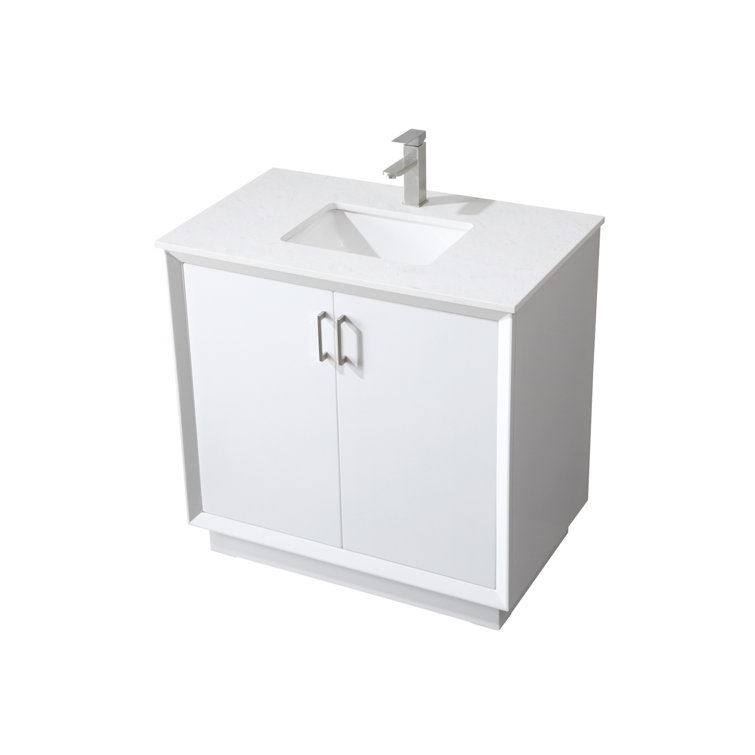 Hayes 36'' White Freestanding Bathroom Vanity with Engineered Marble Top