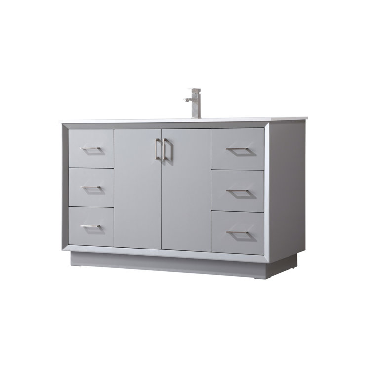 Hayes 60'' Gray Freestanding Single Vanity with Engineered Marble Top