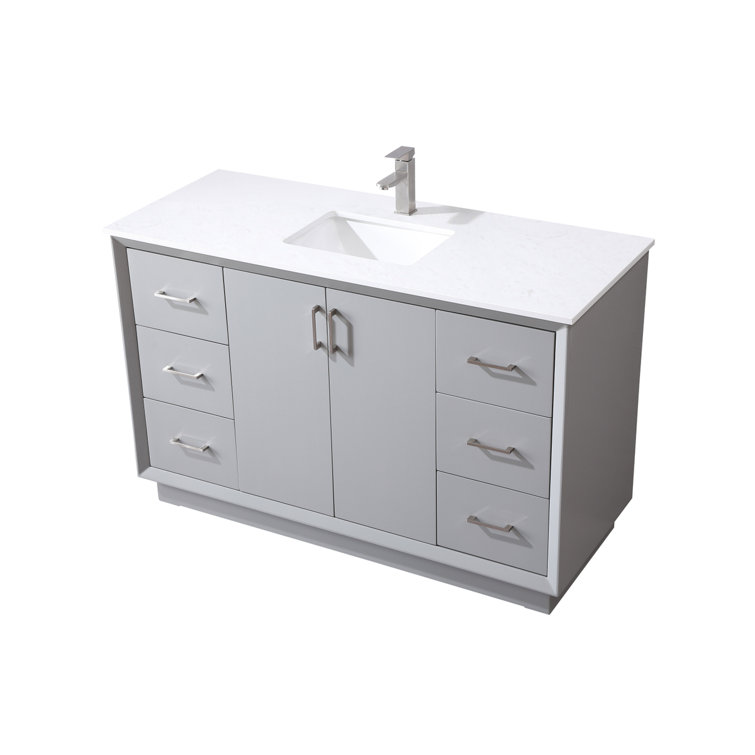 Hayes 60'' Gray Freestanding Single Vanity with Engineered Marble Top
