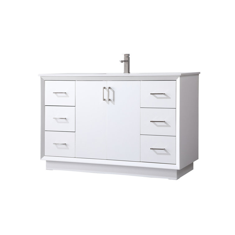 Hayes 60'' White Freestanding Bathroom Vanity with Engineered Marble Top