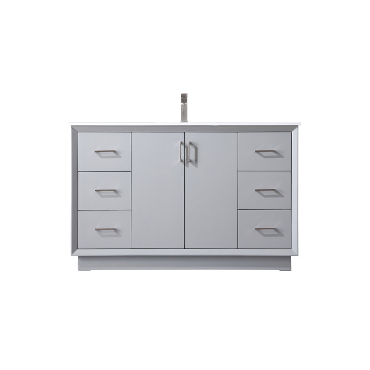 Hayes 60'' Gray Freestanding Single Vanity with Engineered Marble Top