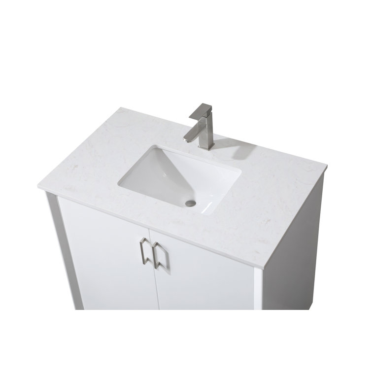 Hayes 36'' White Freestanding Bathroom Vanity with Engineered Marble Top