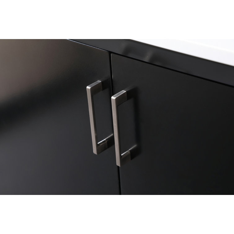 Hayes 36'' Black Freestanding Vanity with Calacatta Marble Top
