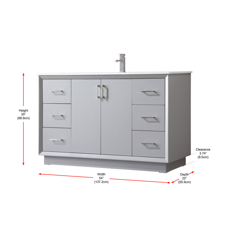 Hayes 60'' Gray Freestanding Single Vanity with Engineered Marble Top