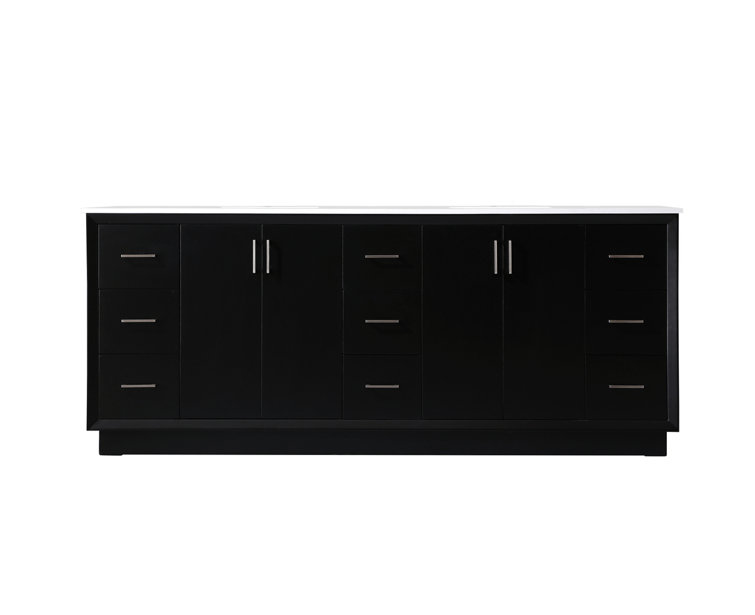 Hayes 84'' Black Double Vanity with Engineered Marble Top