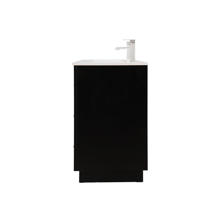 Hayes 84'' Black Double Vanity with Engineered Marble Top