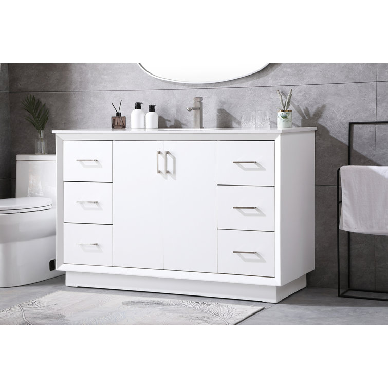 Hayes 60'' White Freestanding Bathroom Vanity with Engineered Marble Top