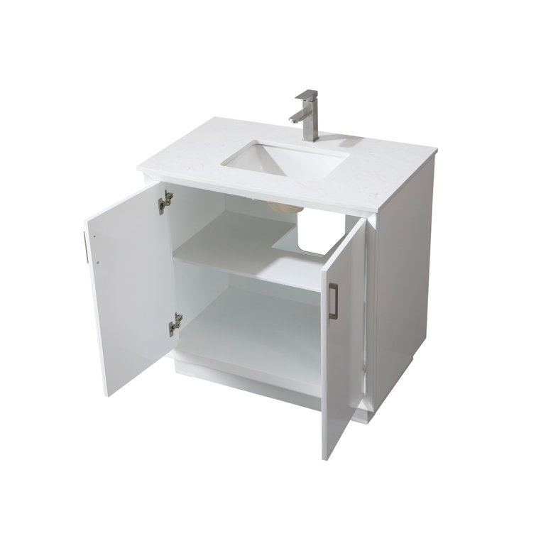 Hayes 36'' White Freestanding Bathroom Vanity with Engineered Marble Top