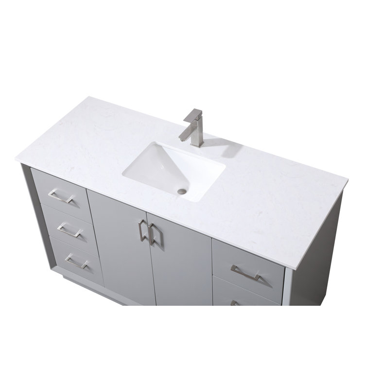 Hayes 60'' Gray Freestanding Single Vanity with Engineered Marble Top