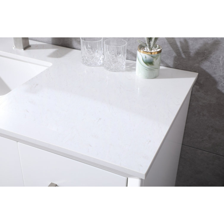 Hayes 60'' White Freestanding Bathroom Vanity with Engineered Marble Top