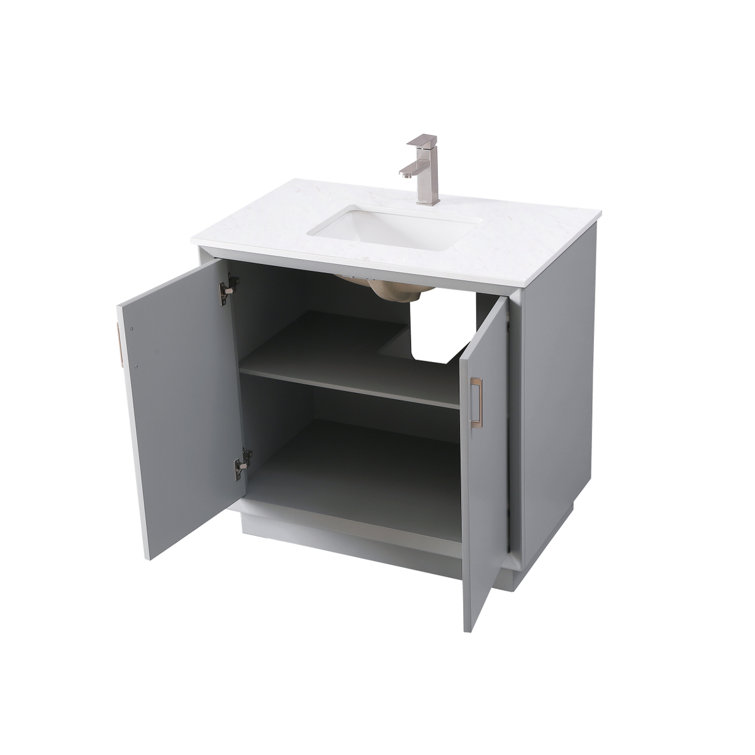 Hayes 36'' Grey Single Vanity with Engineered Marble Top