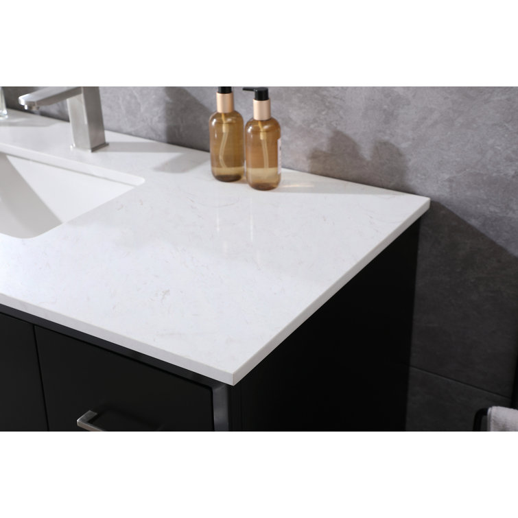 Hayes 84'' Black Double Vanity with Engineered Marble Top