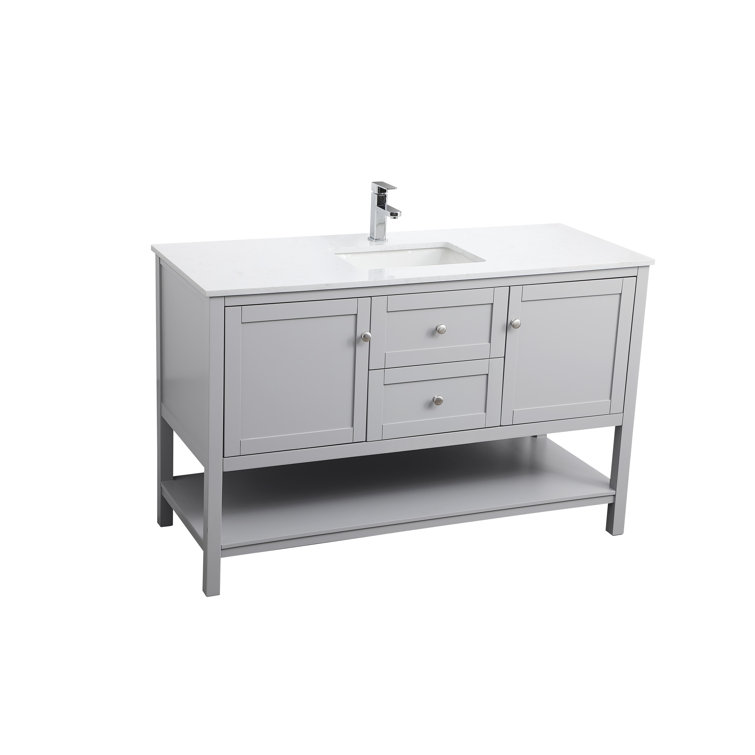 Heath 54'' Gray Double Vanity with Engineered Marble Top