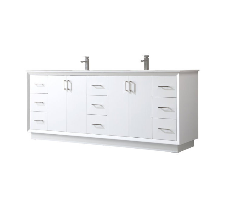 Hayes 84'' White Double Vanity with Engineered Marble Top