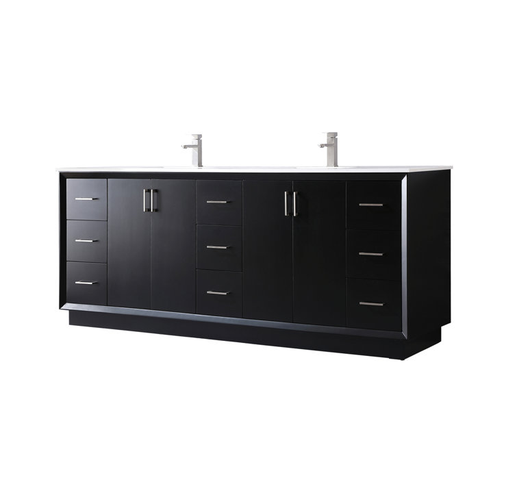 Hayes 84'' Black Double Vanity with Engineered Marble Top