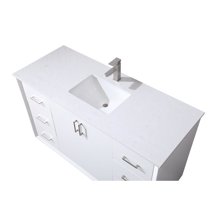 Hayes 60'' White Freestanding Bathroom Vanity with Engineered Marble Top