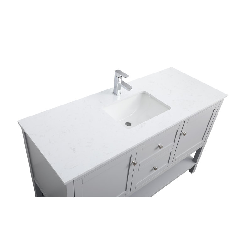 Heath 54'' Gray Double Vanity with Engineered Marble Top