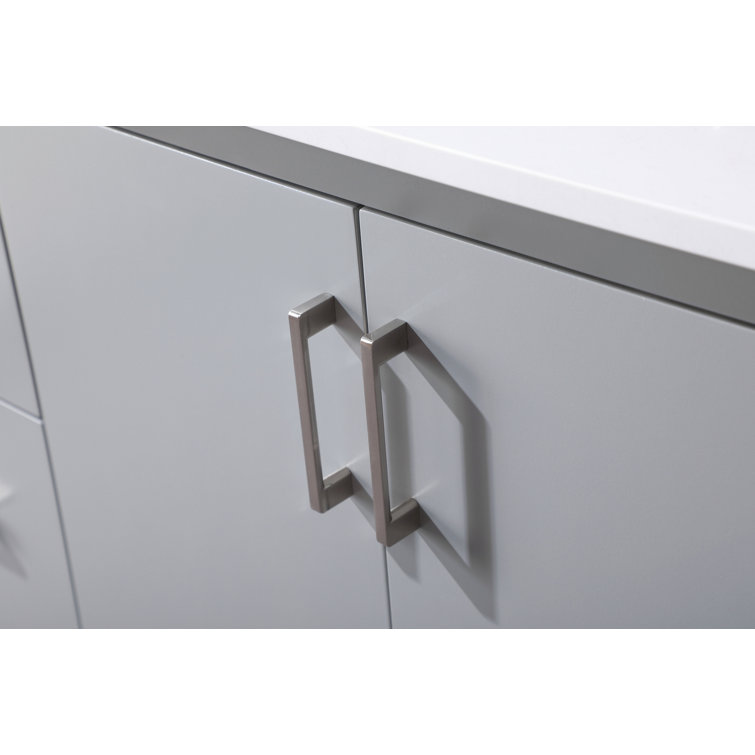 Hayes 60'' Gray Freestanding Single Vanity with Engineered Marble Top